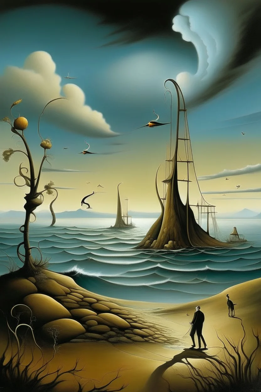 Offshore wind in the style of dali