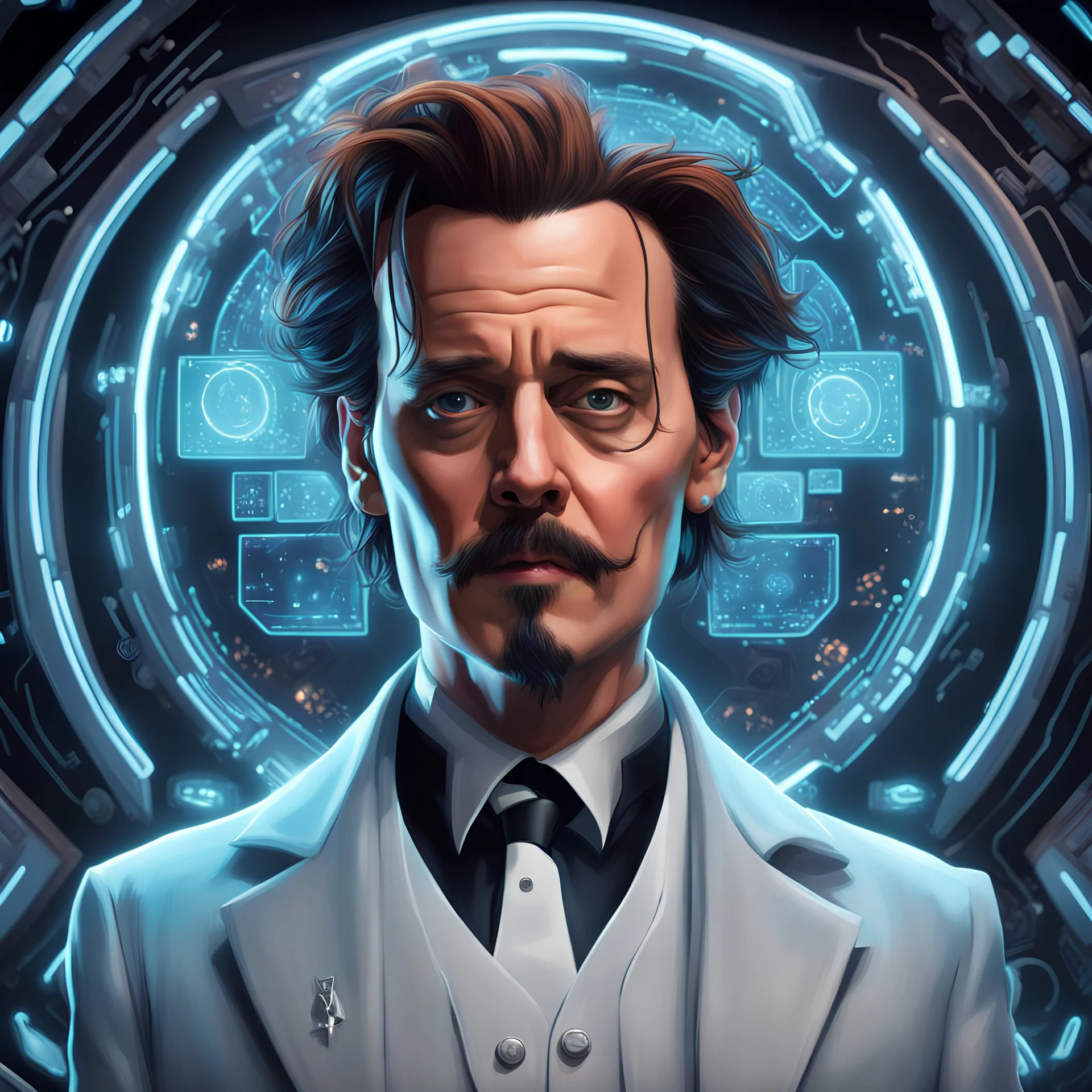 Devise a highly trending NFT for a character of your choice, for instance, cartoon Johnny Depp as a soul controlling the human vehicle through the master control panel in the Middle of the brain, seat of the soul