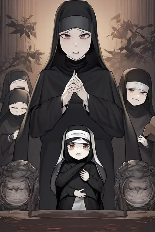 creepy young animated nun