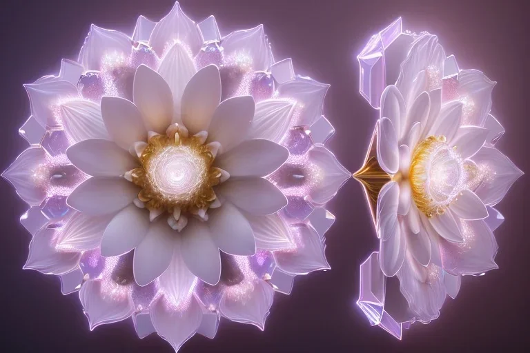 white,magic magical flower, beautiful crystal lotus flowers, flowerart, rareflowers white lily flowers, brilliant diamond gold glass,rock crystals shiny gorgeous magical,glowing pink gold, beautiful crystal shiny, irridescent, hyperrealistic, cinematic lighting, particles, unreal engine, full of details, bright sunshine, light effect, photos realistique, vaporwave colorful, extremely sharp detail, finely,