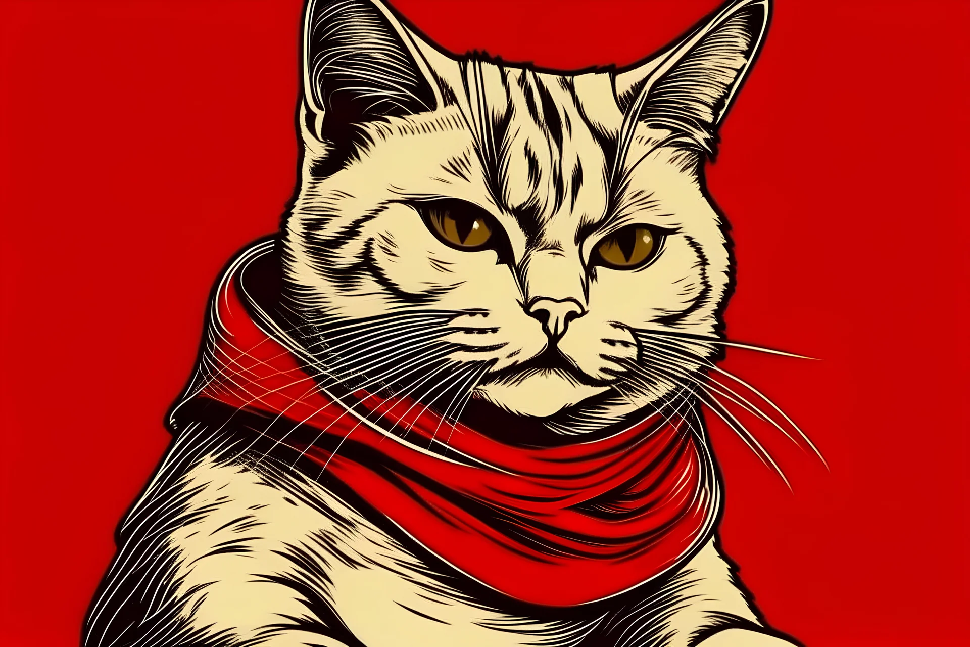 a communist cat, wise, comic style