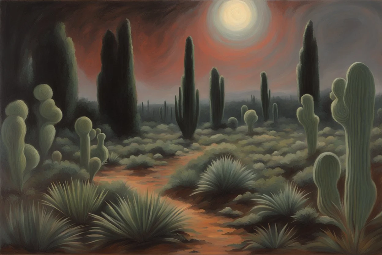 cloudy Night, mistery and enigmatic influence, sci-fi, rocks, vegetations, rocky arid land, people, 80's space science fiction movies influence, jenny montigny, rodolphe wytsman, and pieter franciscus dierckx impressionism paintings