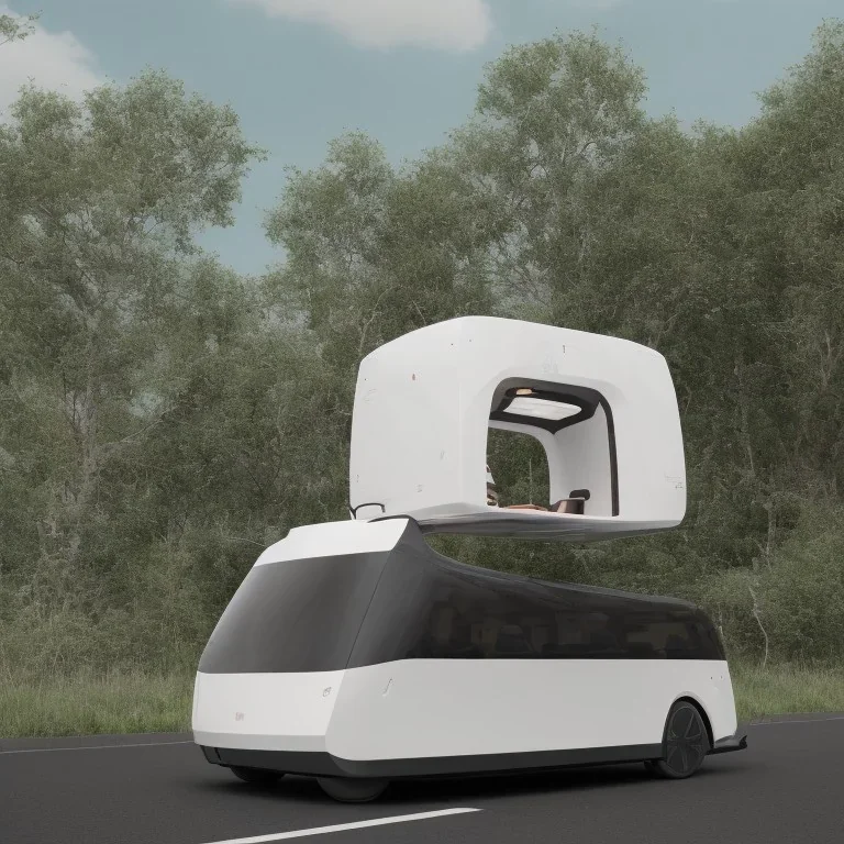 An autonomous electric recreational vehicle consisting of a platform on which a residential capsule is placed