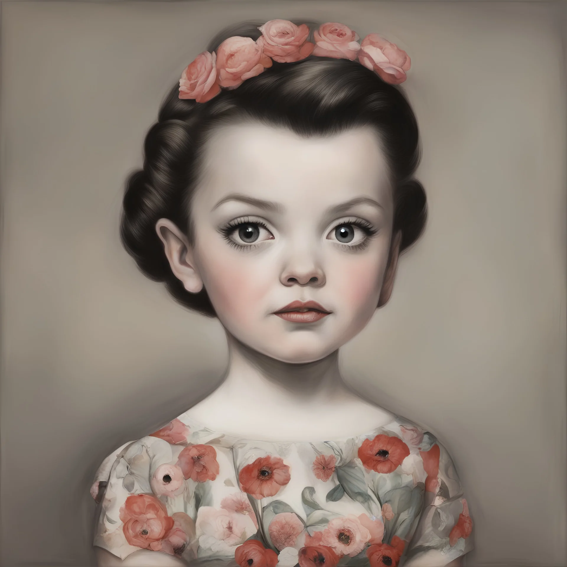 1960s, Judy garland, little girl,in the style of Margaret Keane