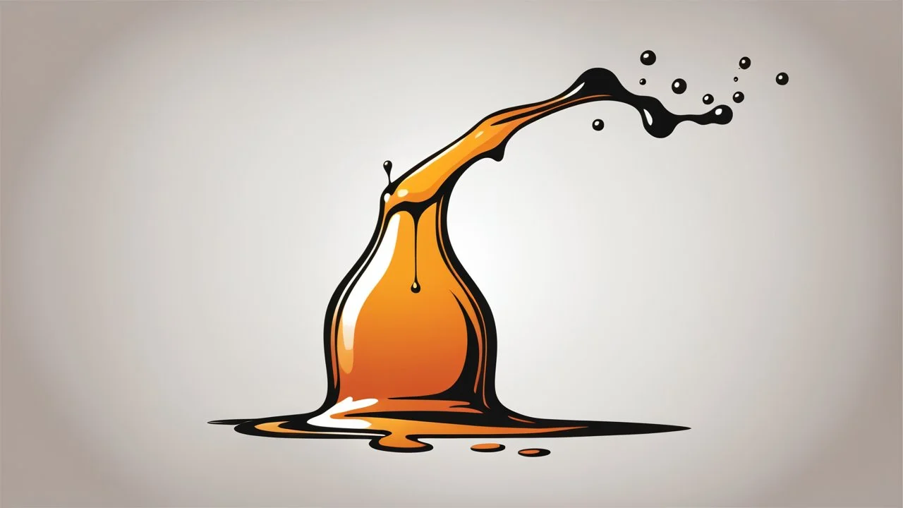 oil-can tilted slightly with a drip of oil at the end, vector logo