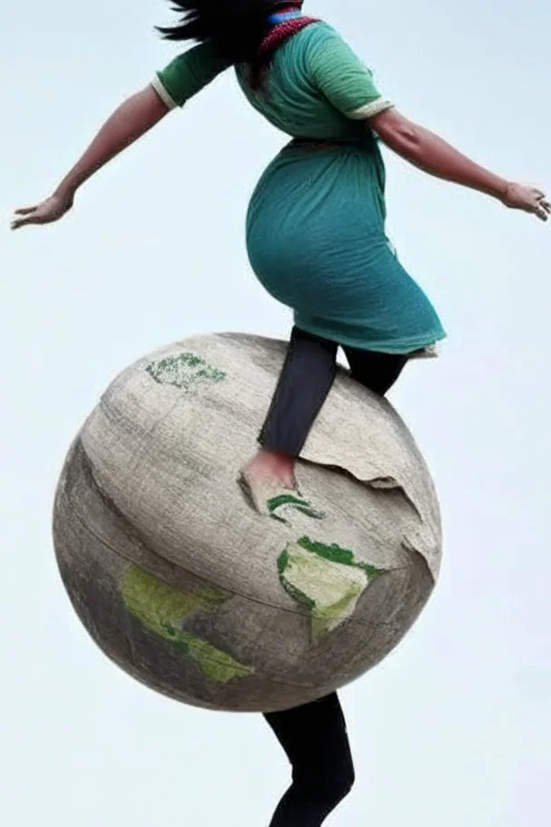 a woman carrying the earth on her back