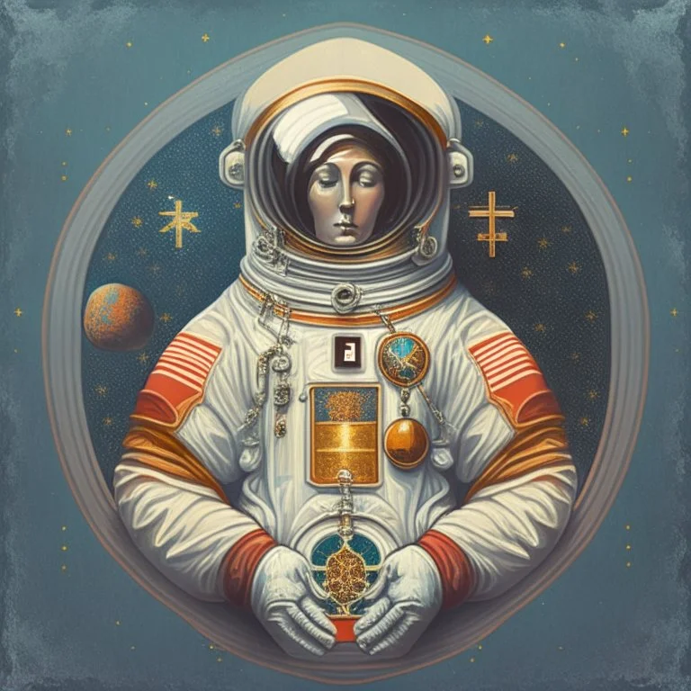 astronaut in the style of orthodox iconography