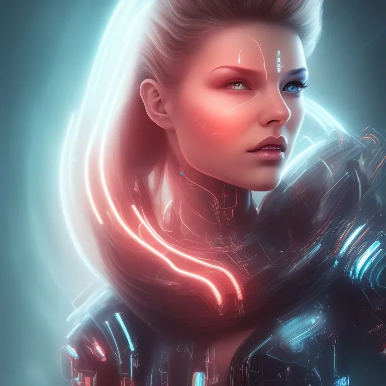 cyber, head, women, portrai, tron