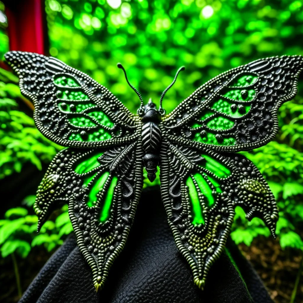 metal gothic green moth wings