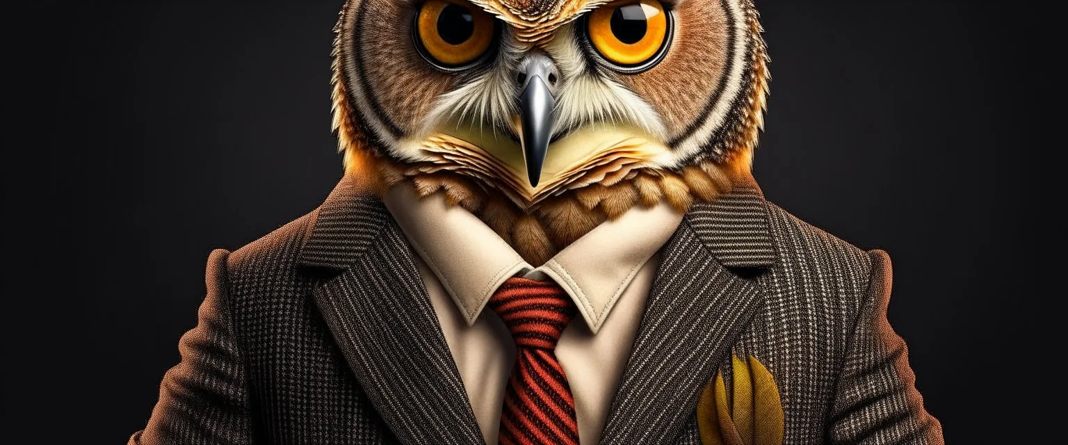 Owl dressed in a business suit