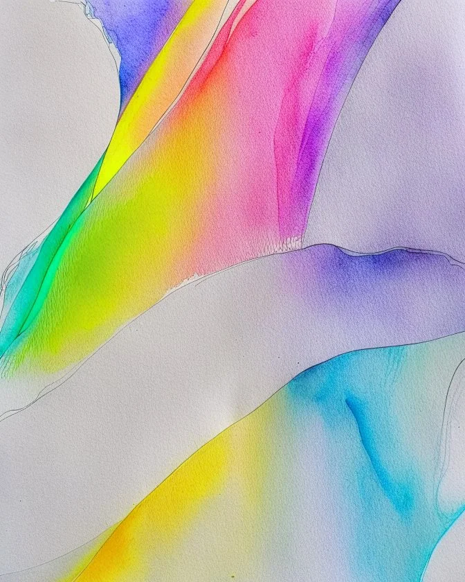 Abstract watercolour paper with sketchy pencil outlines