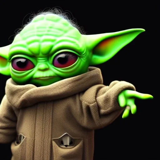 Chibi yoda, pixar 2022, modern Disney style, octane render, realistic, hyper detailed, star wars war background