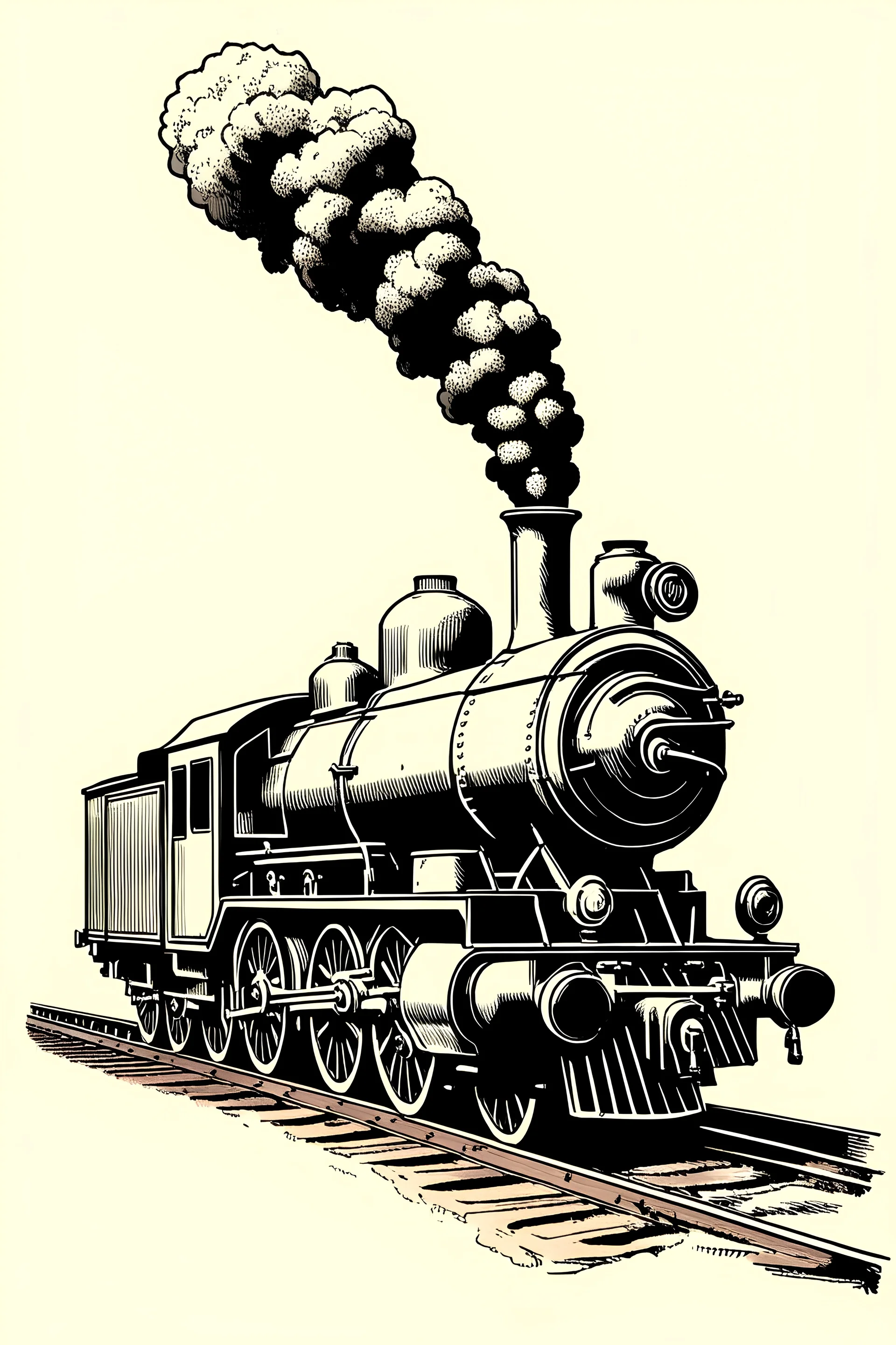 Steam locomotive vintage ,hand drawn sketch in doodle style illustration