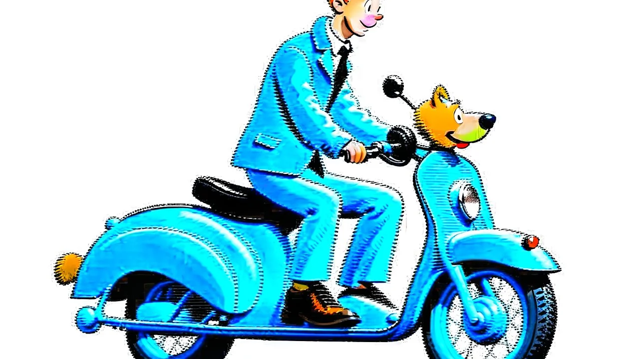 tin tin riding a scooter