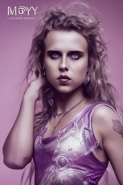 Danish singer MØ face, viking, high light ,purple tones,