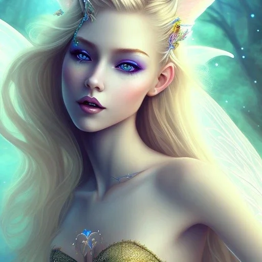 magnifique belle sexy fairy souriante avec de magnifiques ailes et des cheveux longs blonds,yeux bleus