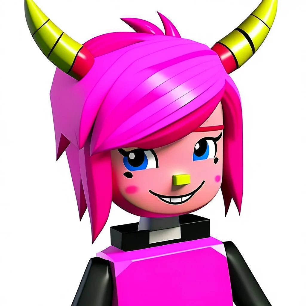 ROBLOX character pink hair with horns