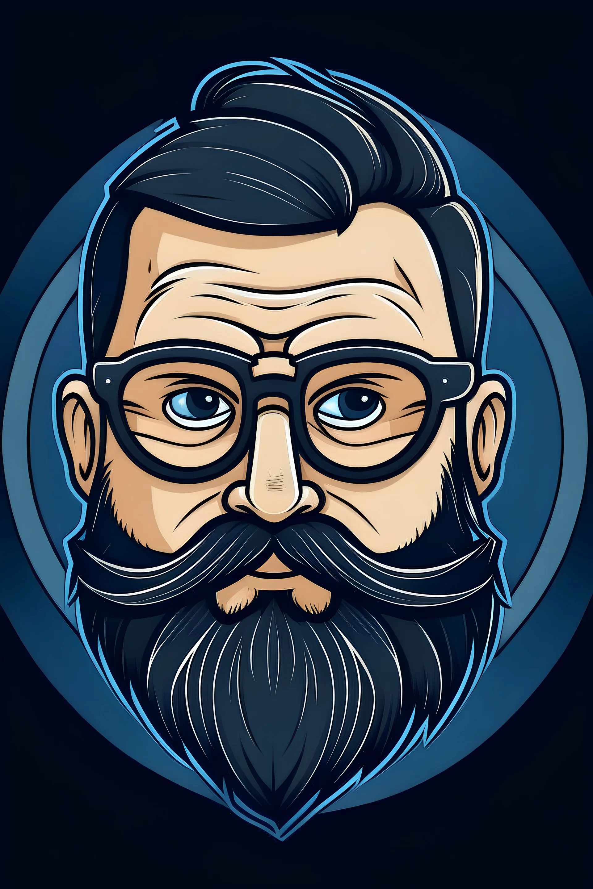 gaming face with glasses and round beard