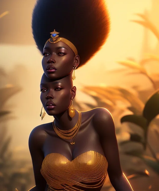 african princess, royal, deep colors, dark skin tone, ethereal, glam, masterpiece, digital art, cinematic lighting, octane render, ambiance, professional photo, unreal engine