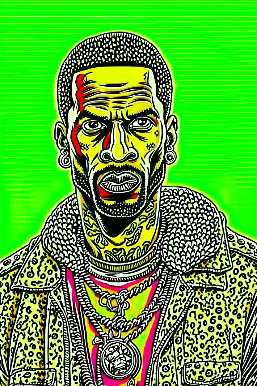 travis scott, drake portrait, in comics style, super HQ