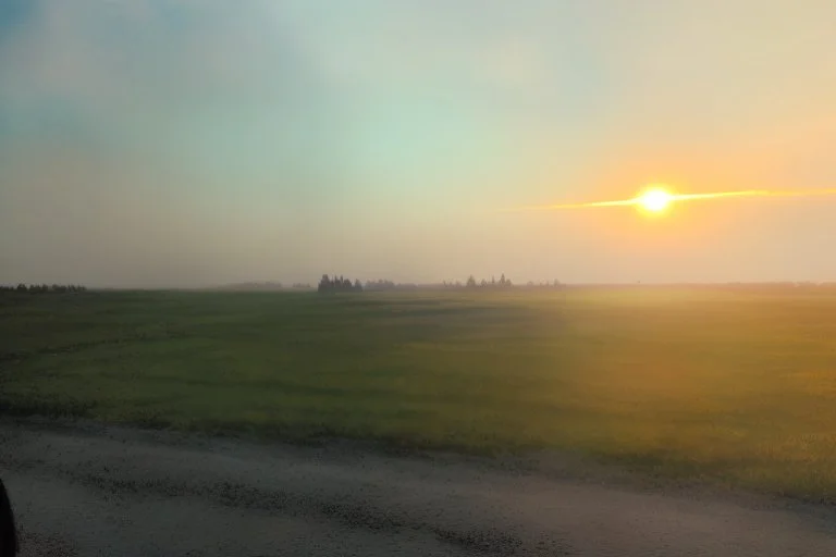 Hazy sunset in Alberta