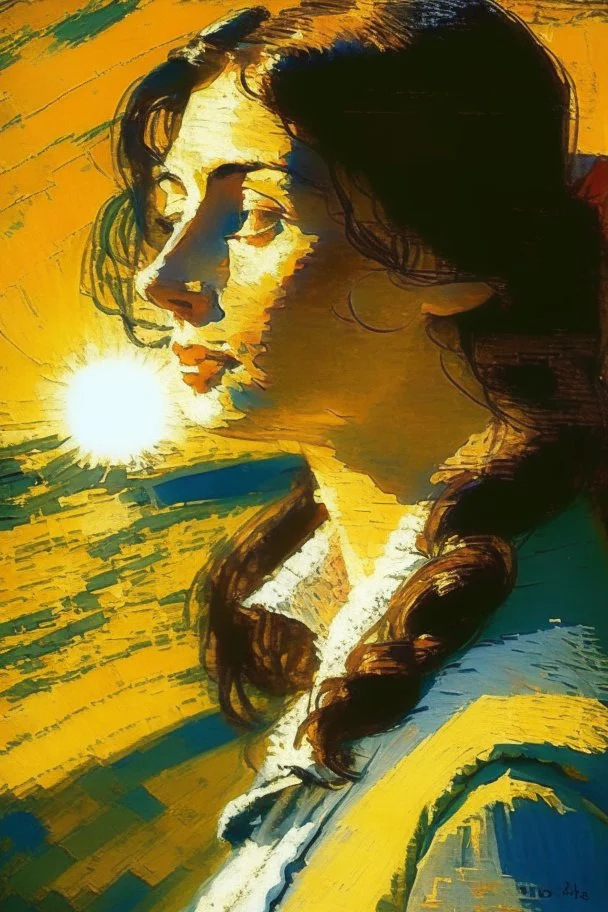 brunette lady in the sunlight by van gogh