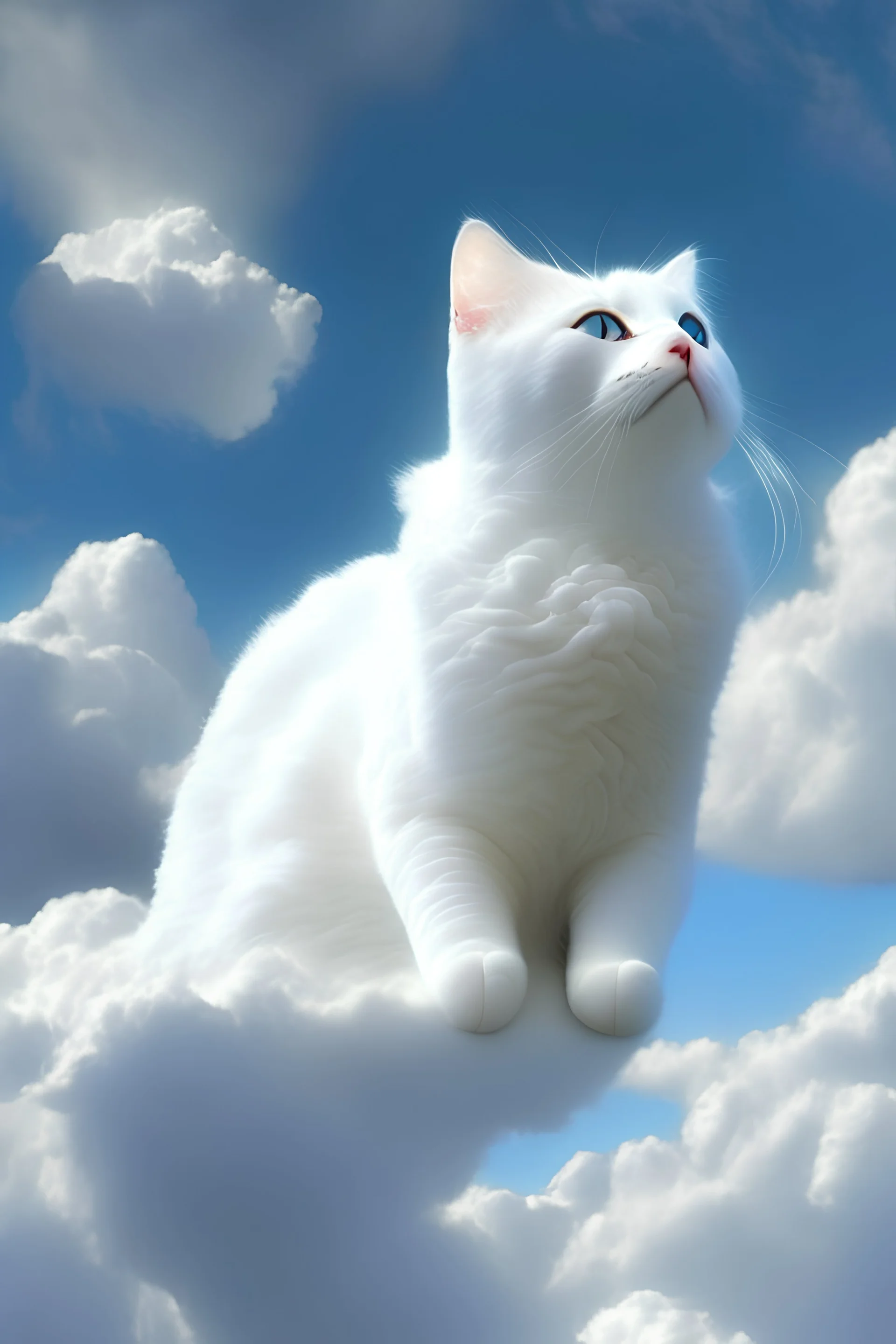 A white cat in the sky