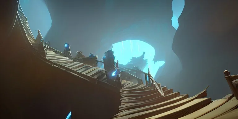 a cyclopean staircase descending into the depths of a chasm