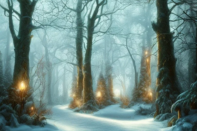 FOREST LANTERN WINTER PATH FALL