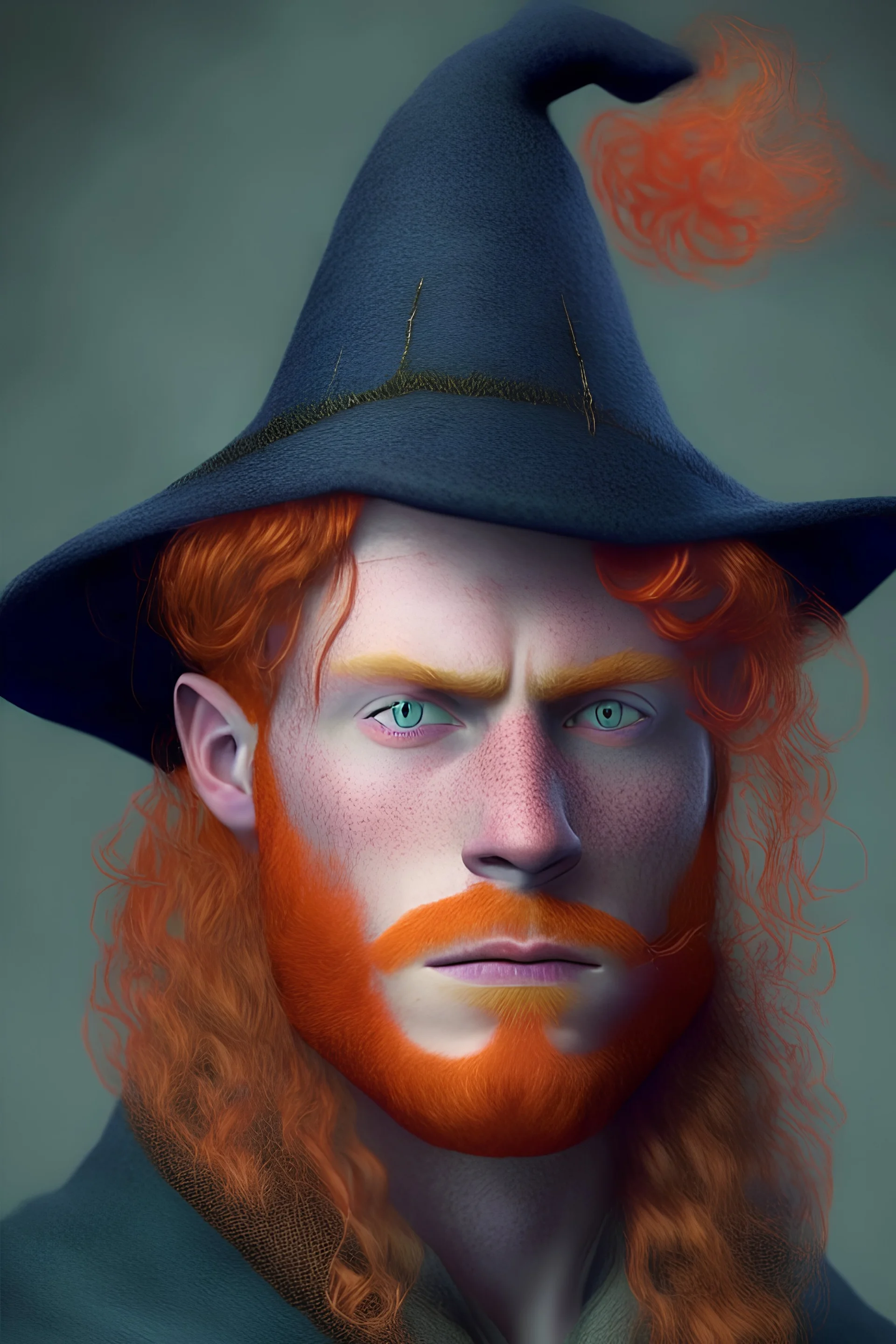 Wizard hat ginger hair handsome wizard 5e