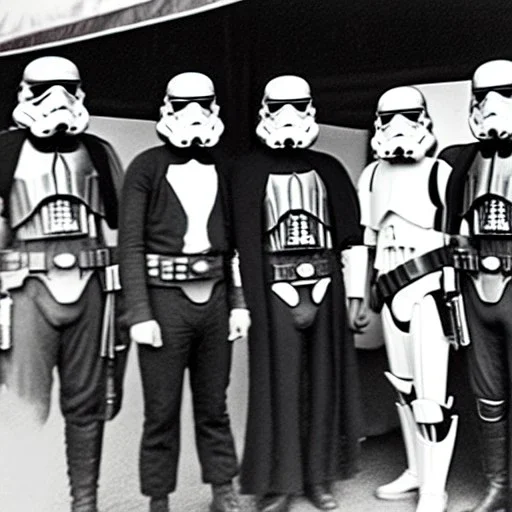 Creepy old photo of star wars type people at the fair