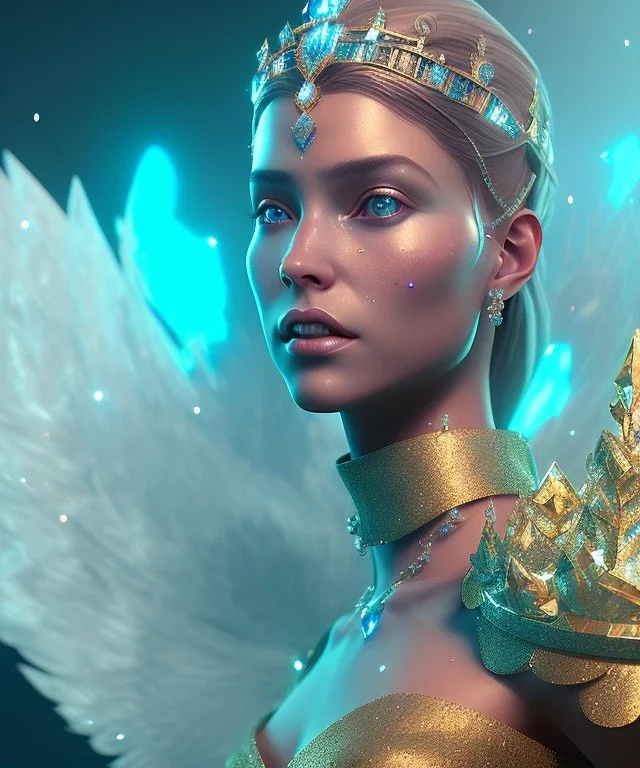 A portrait of a crystalised queen, atmospheric, realistic, unreal engine, cinematic lighting, octane render.