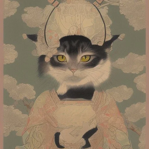 Ukiyo-e Style ,cute cat