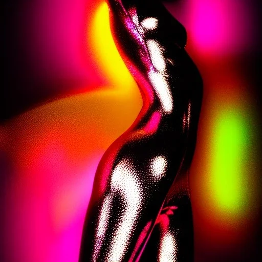 A 1990s or early 2000s magazine photoshoot. Neon blob, metallic spikes, ethereal. Extremely detailed, HD photography, high quality, stylized, dramatic, high contrast, high exposure.