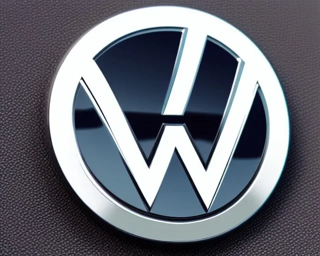 vw logo badge chrome futuristic