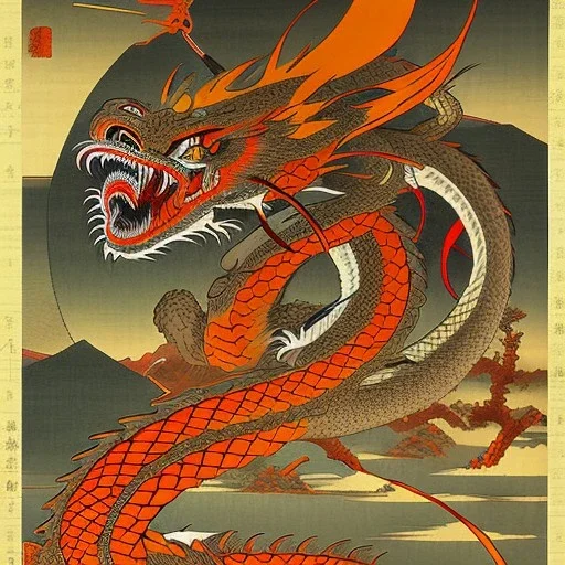 Ukiyo-e painting of a dragon