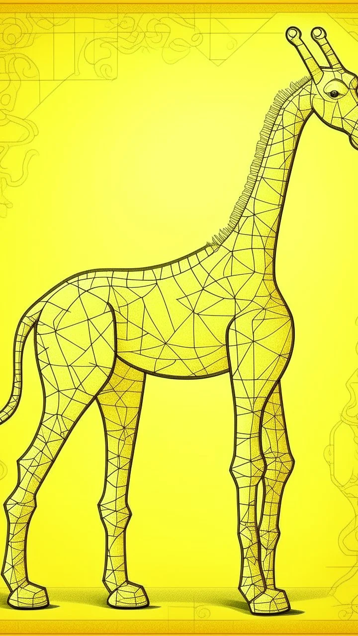 A light yellow light elemental giraffe designed in ancient Egyptian hieroglyphics painted by MC Escher