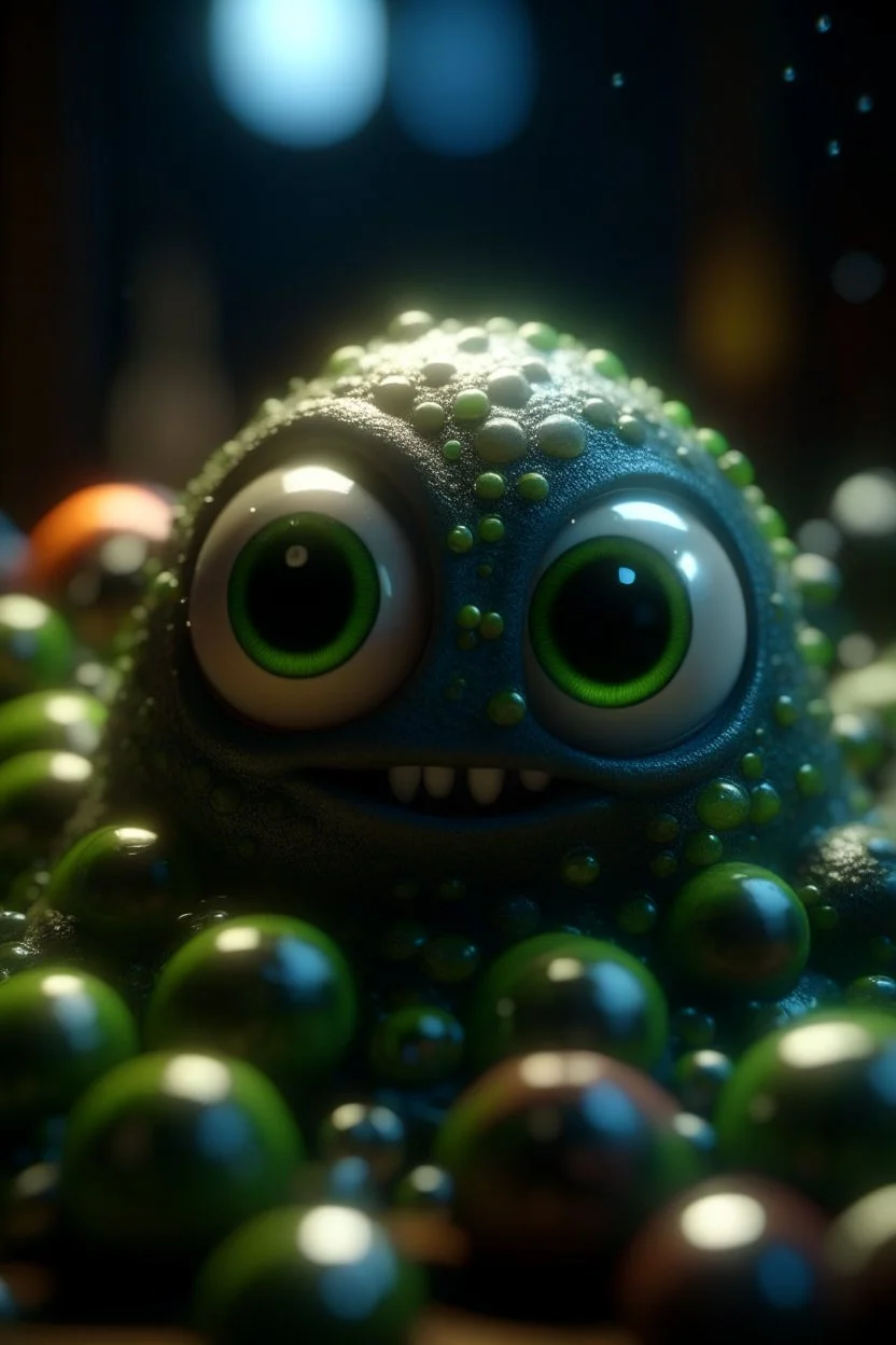 big pile of slimy bubbles with cute eyes, shot on Hasselblad h6d-400c, zeiss prime lens, bokeh like f/0.8, tilt-shift lens 8k, high detail, smooth render, down-light, unreal engine, prize winning