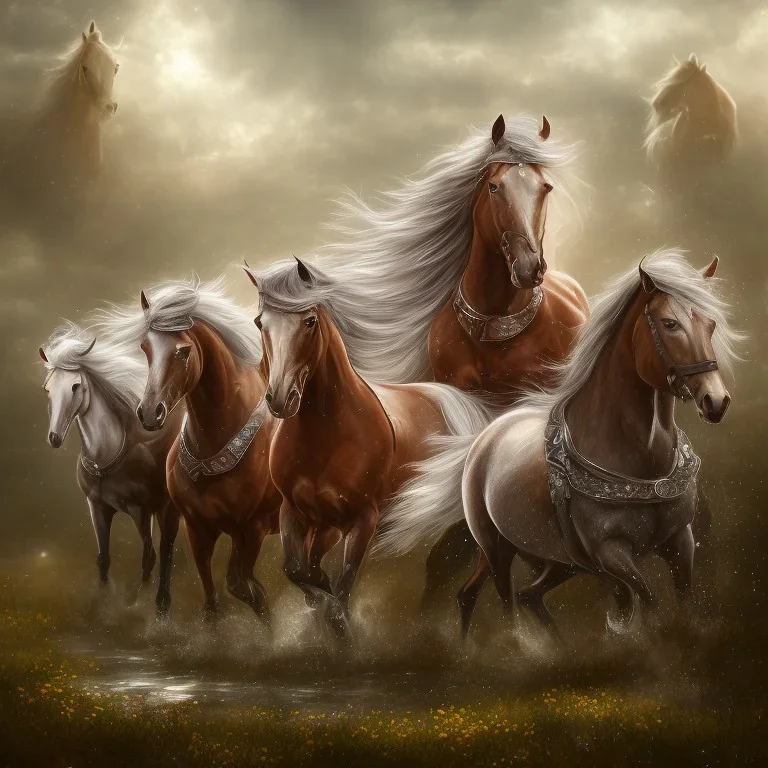 dream horses, water, rain, crystals