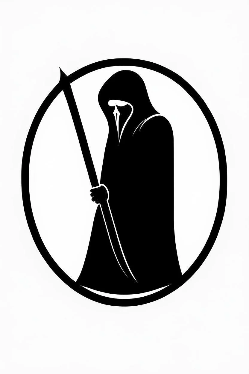 Extremely simple logo representing the shadow of the grim reaper. Black on white background