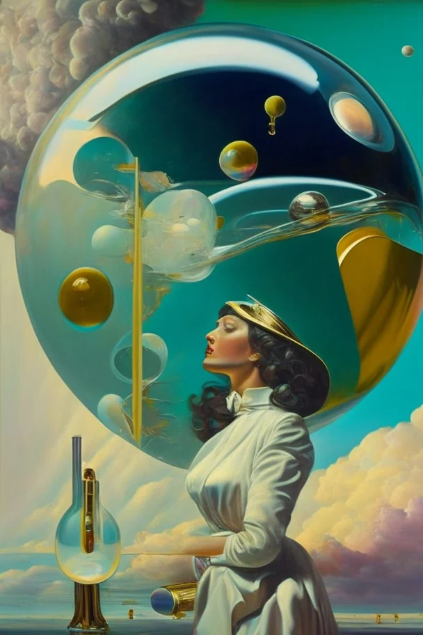 a Soap Bubble formed by multiverse-like complex surgical instruments mixed with galaxy-like musical instruments,Painting By Adrian Ghenie, Rene Magritte, Salvador Dali, Lucian Freud