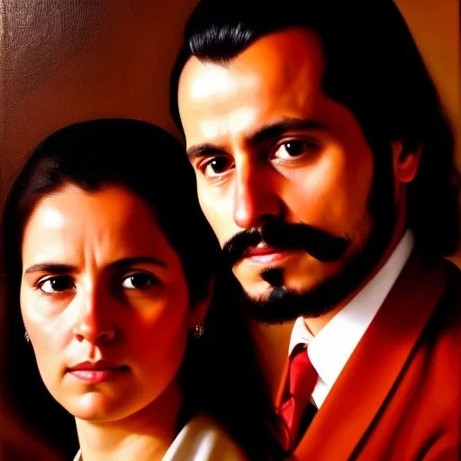 portrait of Jacobo Santiago Mozos born in 1976 and Gemma Arnau Arnau born in 1979,by DIEGO VELÁZQUEZ, oil on canvas, cinematic composition, extreme detail,8k,fit full head inside picture