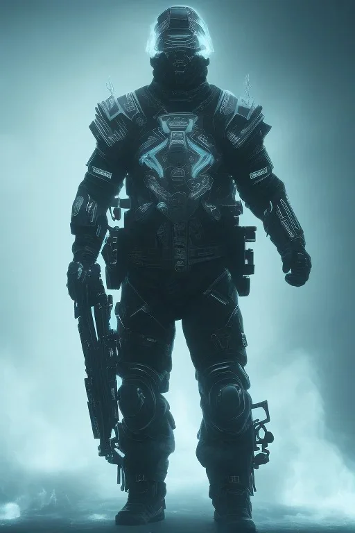 All Black dartvader soldier, ghost, wearing high tech mask, white smoke, dark, rage, sorrow, high definition, ultra 8 k, volumetric lighting, blue fire, fog