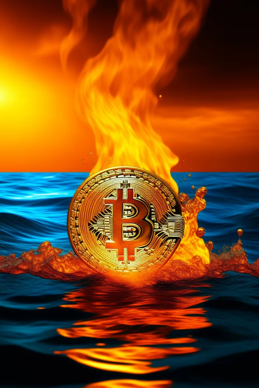 Happy new year, bitcoin, tech, flame, sea