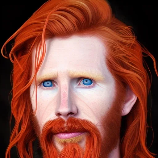 Portrait of Courtney Gains as a ruggedly handsome but joyful roguish pirate, charismatic, attractive male, masculine, perfect, precisely detailed, lightly freckled face, meticulously detailed multi-hued ginger carrot colored cherry fire red hair; Malachai of the corn; fantasy, intricate, elegant, highly detailed, digital painting, artstation, concept art, matte, sharp focus, illustration, art by artgerm and greg rutkowski and alphonse mucha