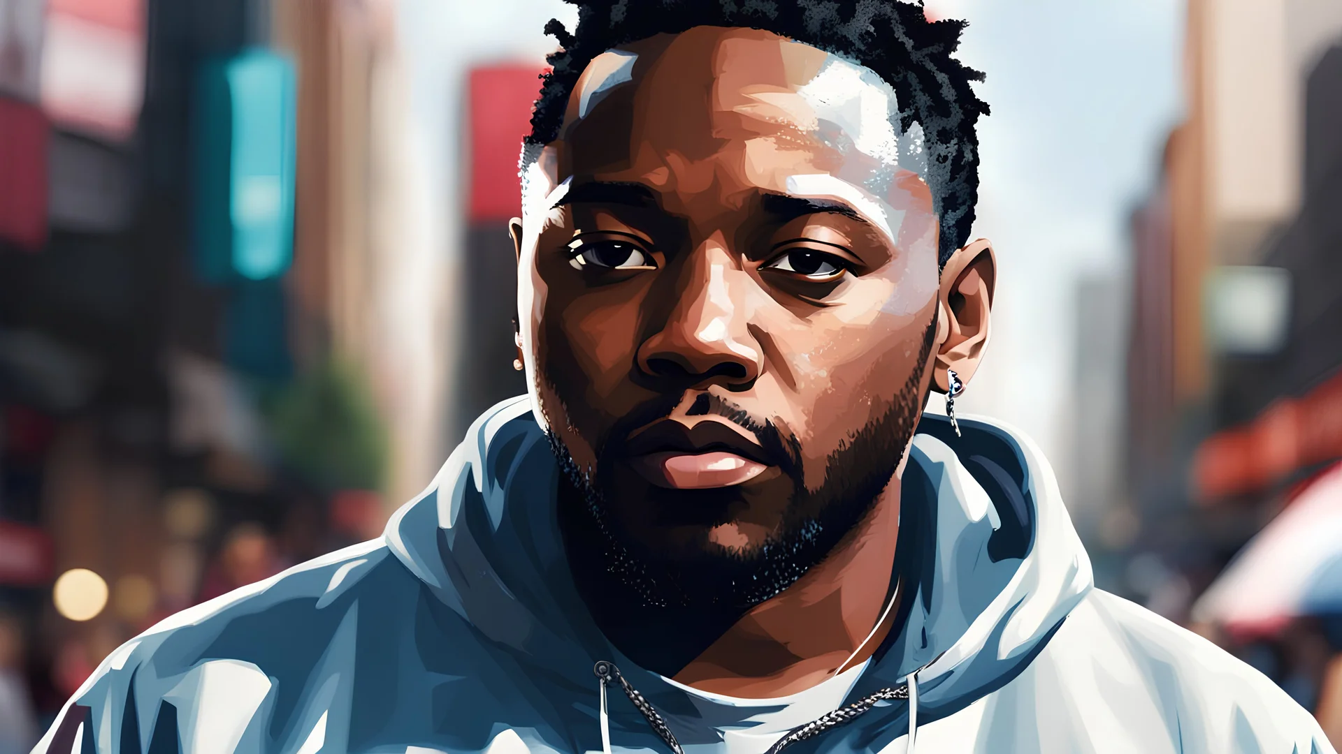 Kendrick Lamar, walk in street rapper, Realistic, sharp, 8K, ultra detailed, High quality,