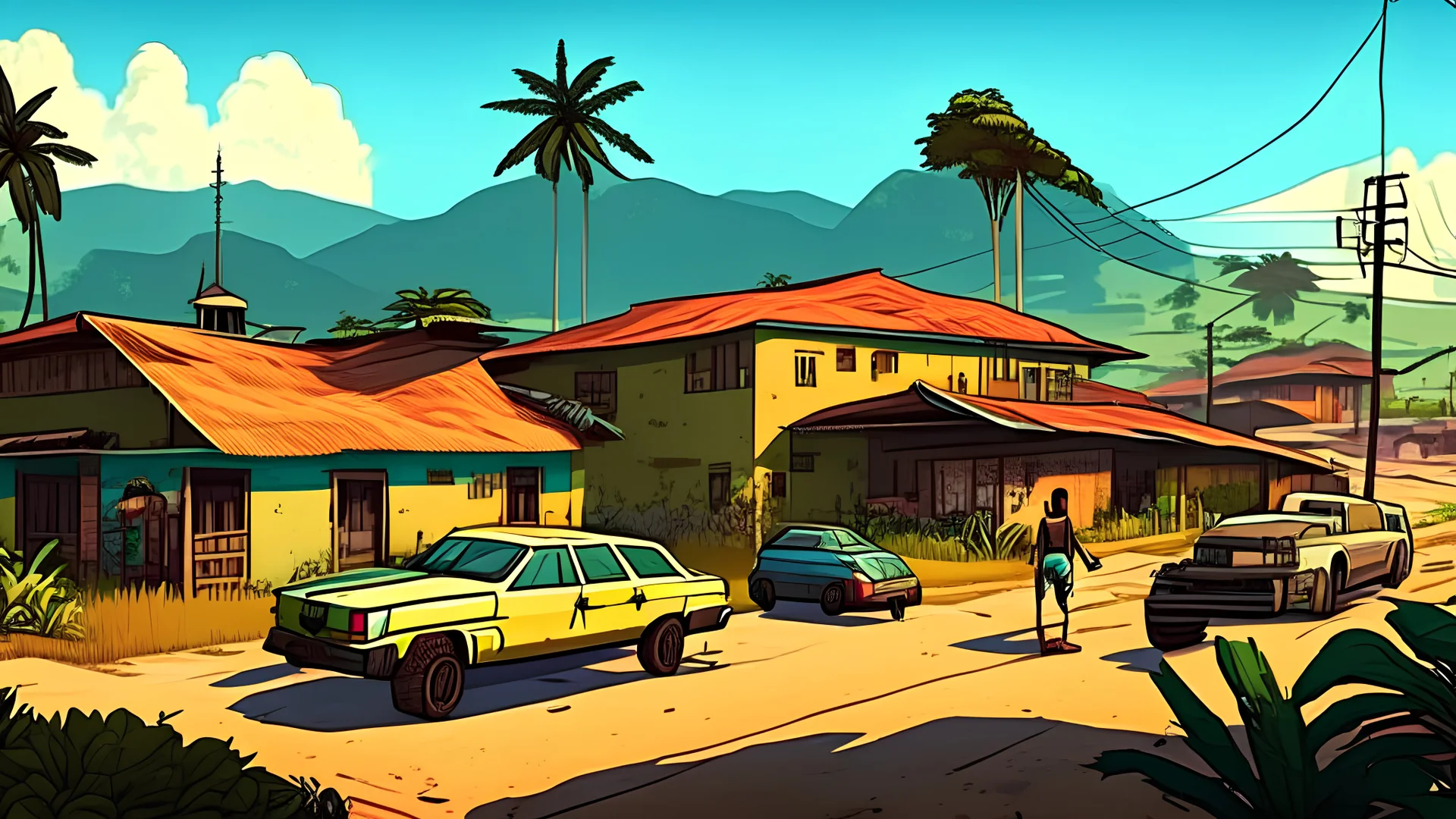 Create me a gta 5 style illustration of communes of brazil