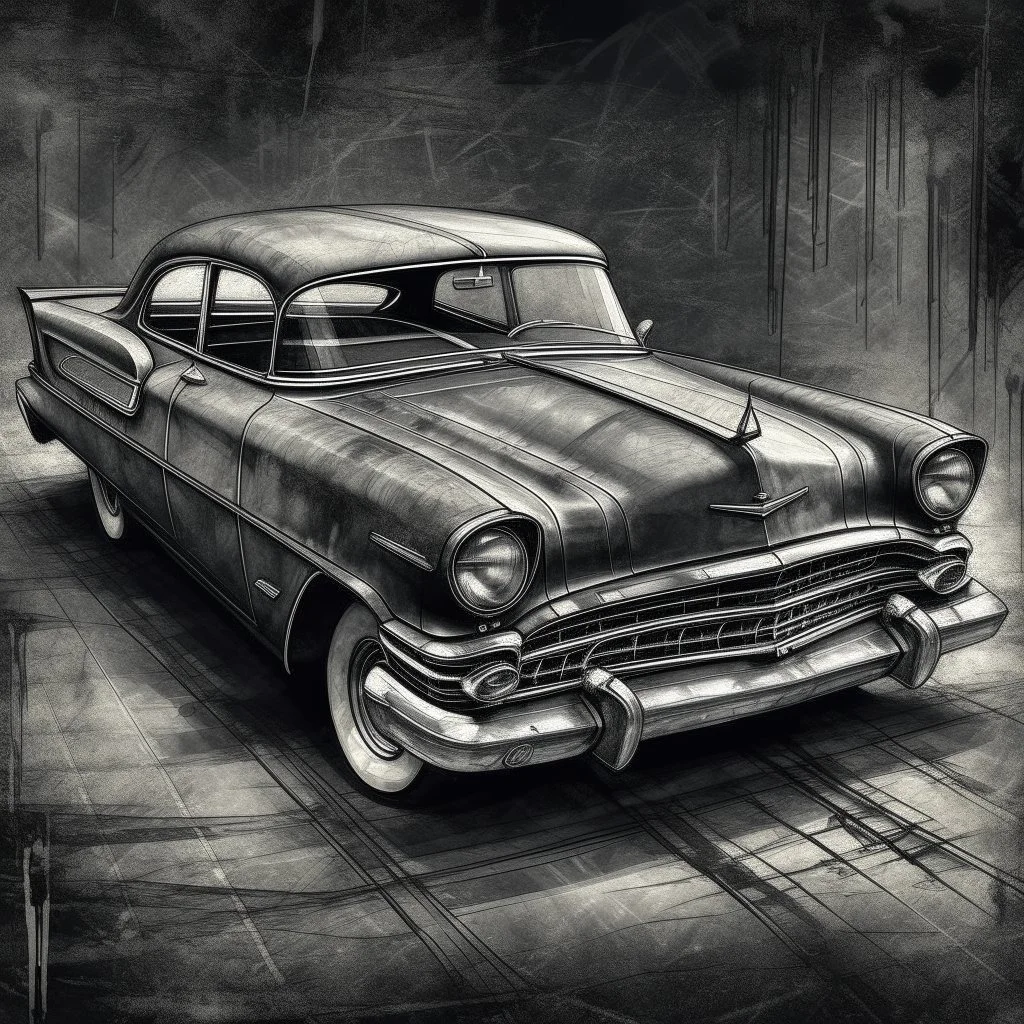 An old classic car 1900 , Hyper Realistic Aerial Grungy Dark-Grey Brush strokes on a dark rustic background with charcoals