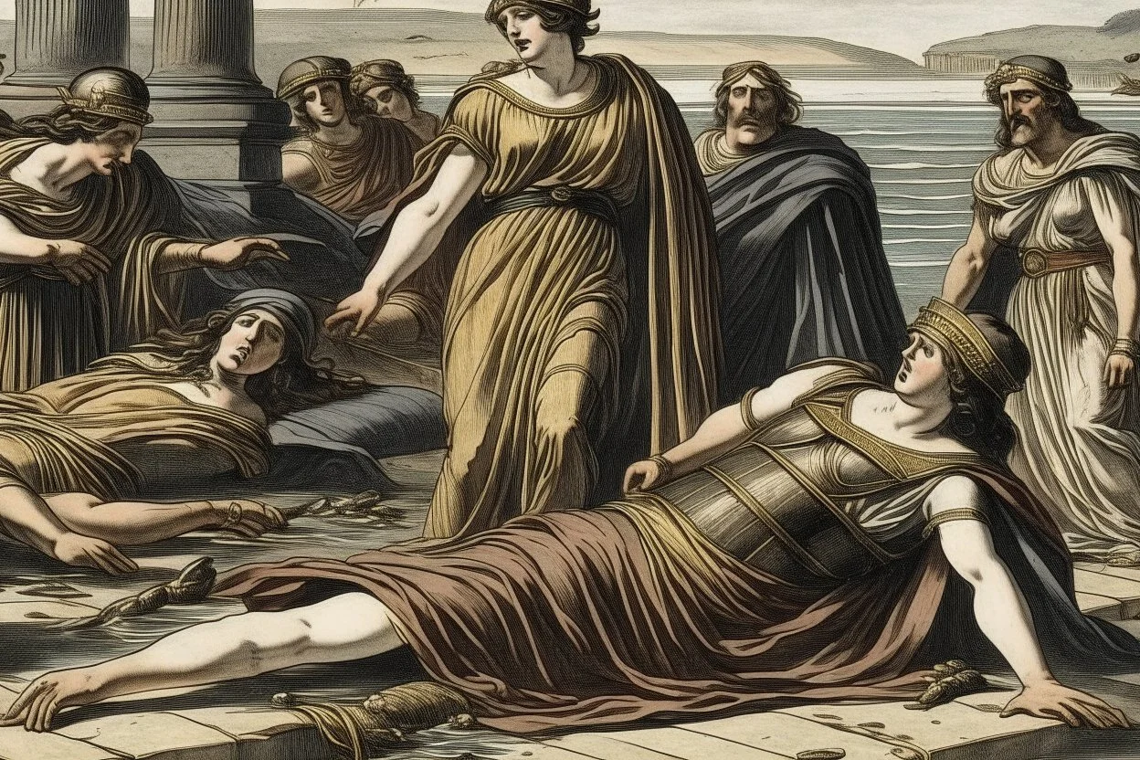 Agrippina reached the shore, Nero's men awaited her, and they mercilessly stabbed her to death stabbed her in the stomach with a dagger