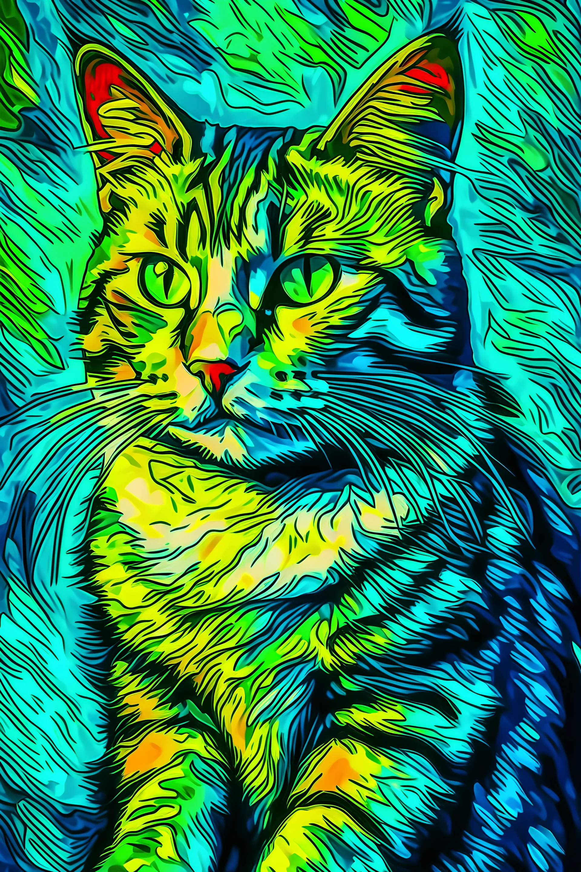 Kedi portesi, Van Gogh tarzında